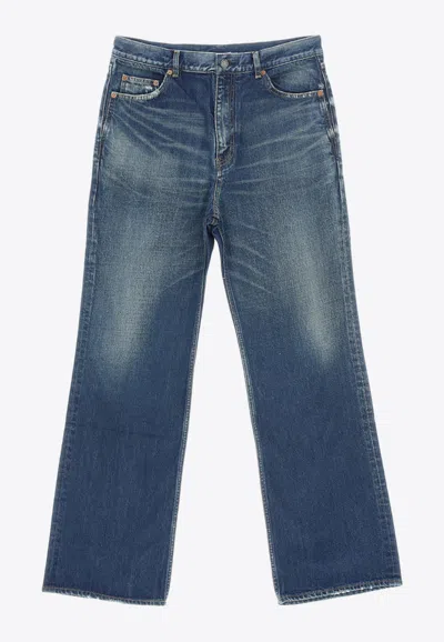 Shop Saint Laurent 70's Bootcut Jeans In Blue