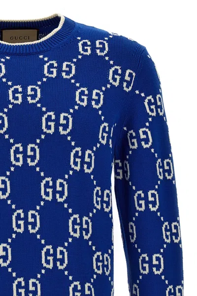 Shop Gucci Men 'gg' Sweater In Blue