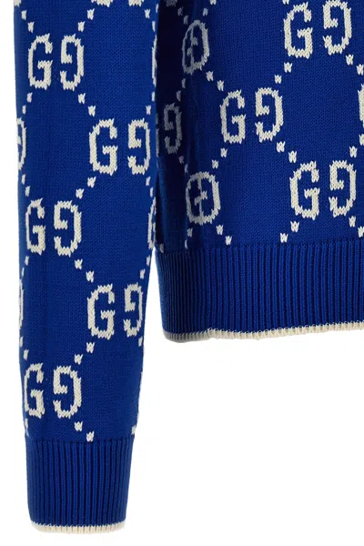 Shop Gucci Men 'gg' Sweater In Blue