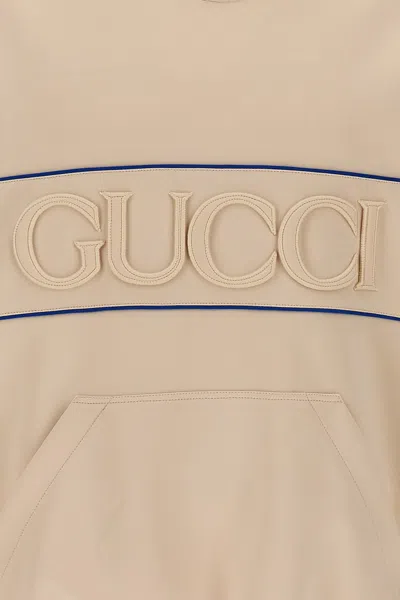 Shop Gucci Men Logo Hoodie In Cream