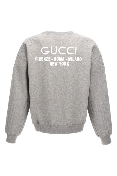 Shop Gucci Men Logo Print Sweatshirt In Gray