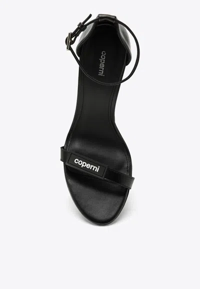 Shop Coperni 95 Logo Strap Leather Sandals In Black