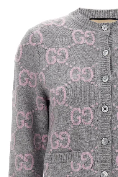 Shop Gucci Women Gg Jaquard Cardigan In Gray