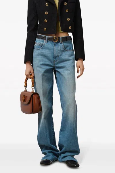 Shop Gucci Women Relaxed Style Jeans In Blue