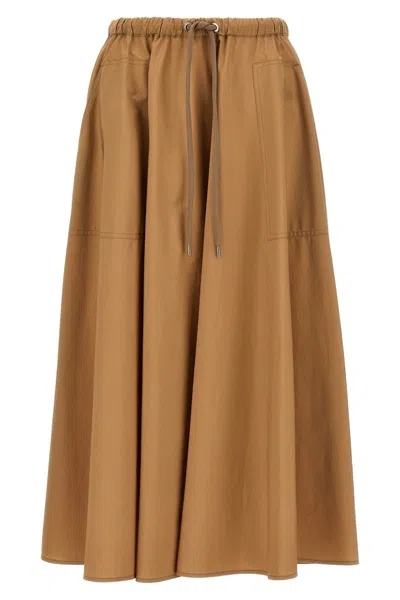 Shop Moncler Women Poplin Midi Skirt In Cream