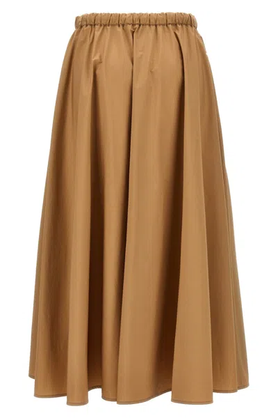 Shop Moncler Women Poplin Midi Skirt In Cream
