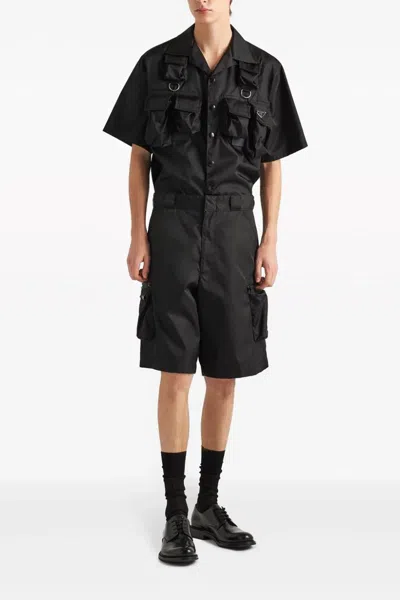 Shop Prada Men Re-nylon Shirt In Black