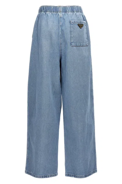 Shop Prada Women Bleached Jeans In Blue