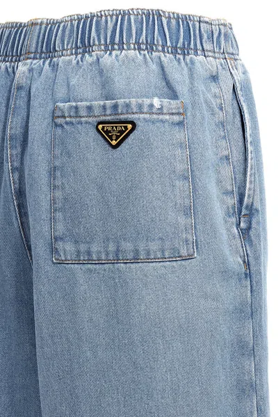 Shop Prada Women Bleached Jeans In Blue