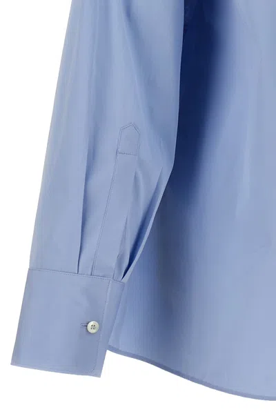 Shop Prada Women Fringed Collar Shirt In Blue