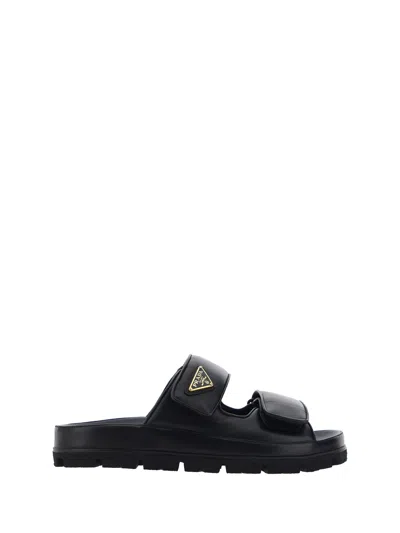 Shop Prada Women Slide Sandals In Black