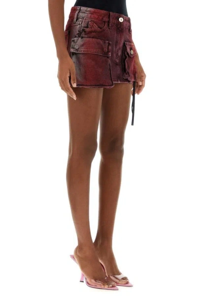 Shop Attico The  Woman Tyrian Purple Denim Fay Mini Skirt