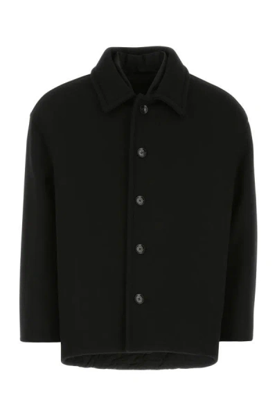 Shop Valentino Garavani Man Black Wool Blend Coat