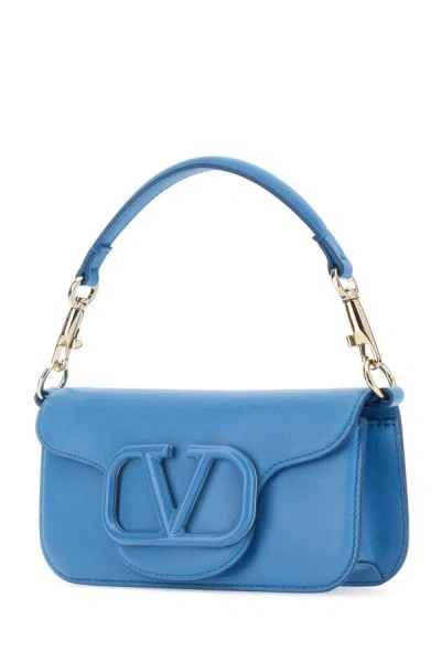 Shop Valentino Garavani Woman Cerulean Blue Leather Small Locã² Handbag