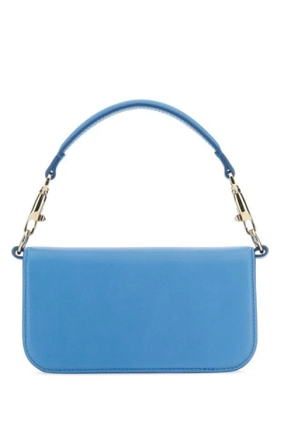 Shop Valentino Garavani Woman Cerulean Blue Leather Small Locã² Handbag