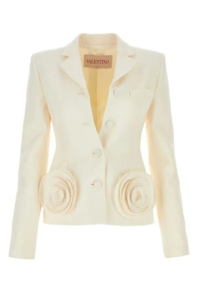 Shop Valentino Garavani Woman Ivory Wool Blend Blazer In White
