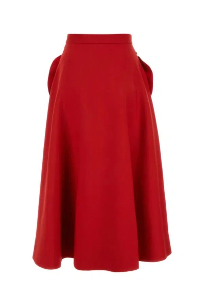 Shop Valentino Garavani Woman Red Crepe Couture Skirt