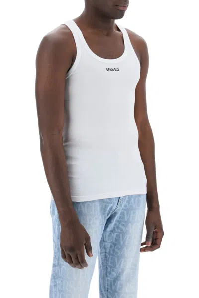 Shop Versace "intimate Tank Top With Embroidered Men In Multicolor