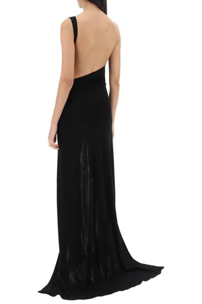 Shop Dsquared2 One-shoulder Long Dress With In Nero