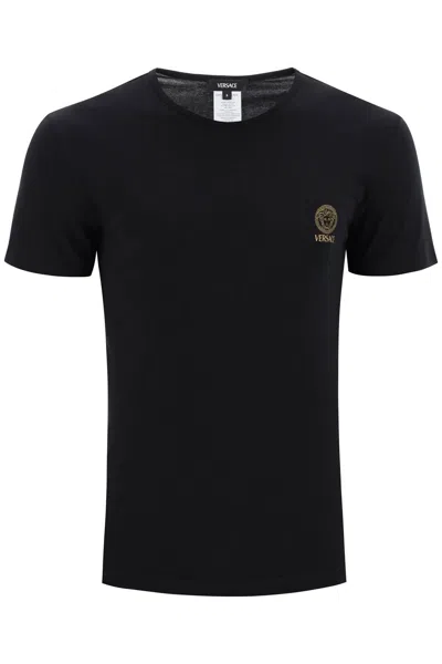 Shop Versace Medusa Underwear T-shirt Bi-pack Men In Black