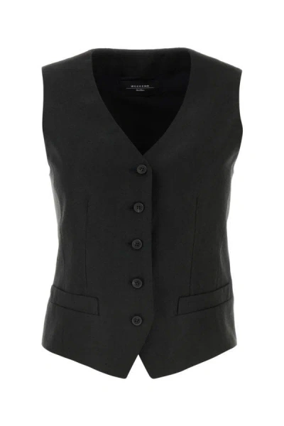 Shop Weekend Max Mara Woman Black Linen Pacche Vest
