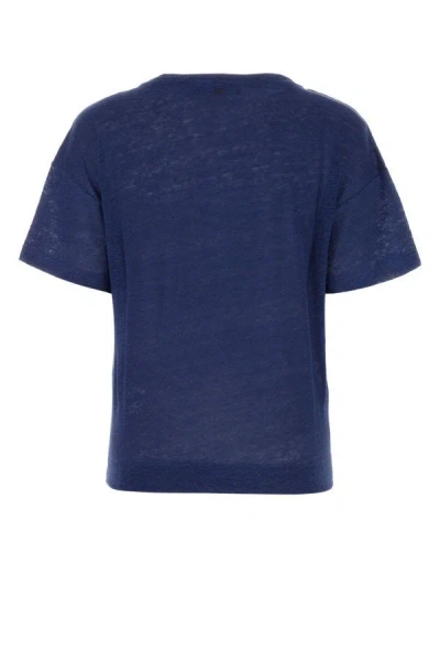 Shop Weekend Max Mara Woman Blue Linen Falla T-shirt