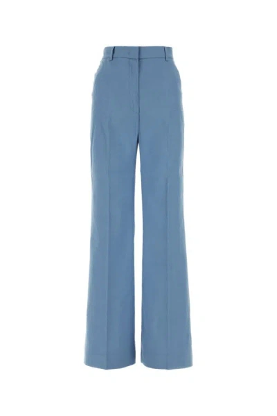 Shop Weekend Max Mara Woman Cerulean Blue Linen Blend Grazia Pant