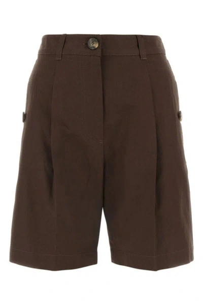 Shop Weekend Max Mara Woman Dark Brown Cotton Blend Afa Shorts