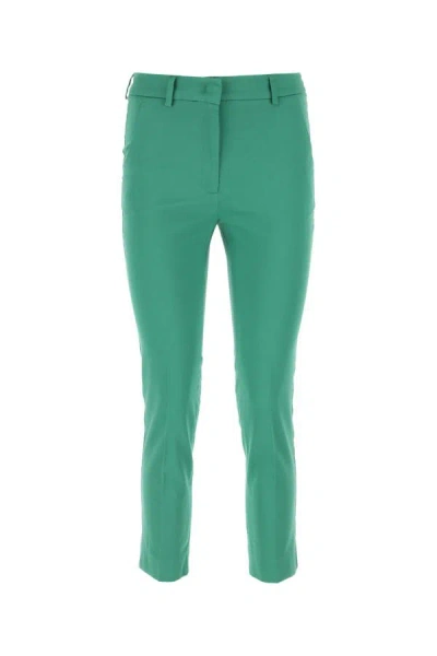 Shop Weekend Max Mara Woman Green Stretch Cotton Gineceo Pant