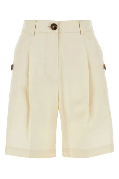 Shop Weekend Max Mara Woman Ivory Cotton Blend Afa Shorts In White