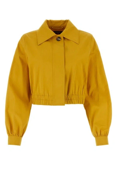 Shop Weekend Max Mara Woman Yellow Cotton Giselle Jacket