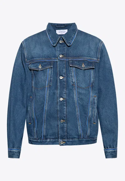 Shop Off-white Arrow Patch Denim Jacket In Blue