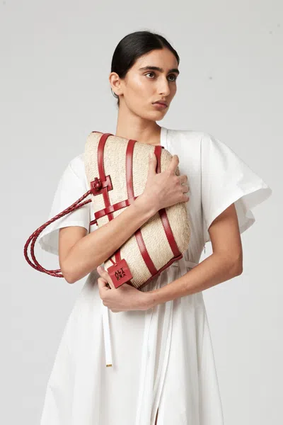 Shop Altuzarra 'watermill' Bag Small In Natural/red