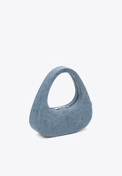 Shop Coperni Baguette Denim Swipe Bag In Blue