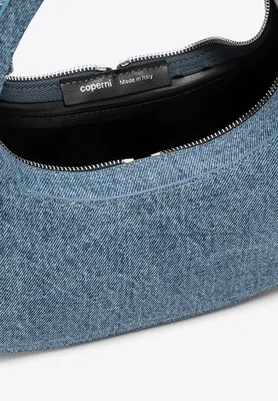 Shop Coperni Baguette Denim Swipe Bag In Blue