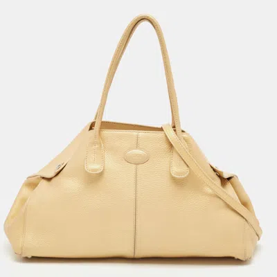 Shop Tod's Leather East/west New Girelli Satchel In Gold
