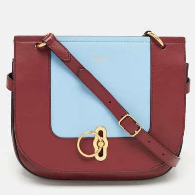 Shop Mulberry Burgundy/blue Leather Amberley Shoulder Bag In Red