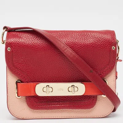Shop Coach Multicolor Leather Small Swagger Shoulder Bag In Red