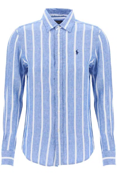Shop Polo Ralph Lauren Relaxed Fit Linen Shirt In Blu