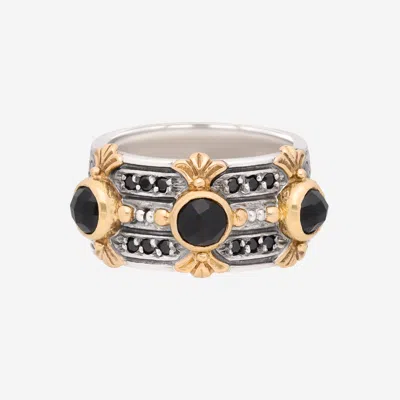 Shop Konstantino Calypso Sterling Silver And 18k Yellow Gold, Onyx And Spinel Ring Dkj840-314 In Black