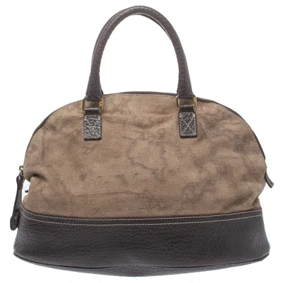 Shop Alviero Martini 1a Classe Fabric And Leather Satchel In Beige