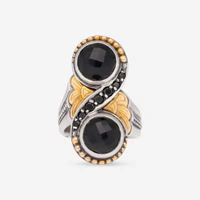 Shop Konstantino Calypso Sterling Silver And 18k Yellow Gold, Onyx And Spinel Ring Dkj838-314 In Black