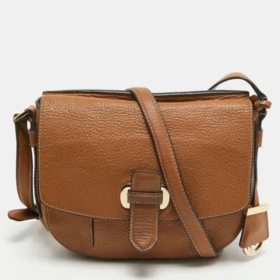 Shop Michael Michael Kors Leather Flap Crossbody Bag In Brown