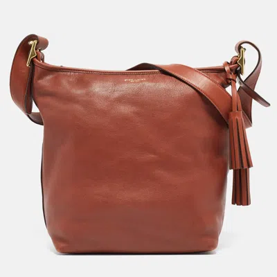Shop Coach Dark Leather Legacy Tassel Crossbody Bag In Brown