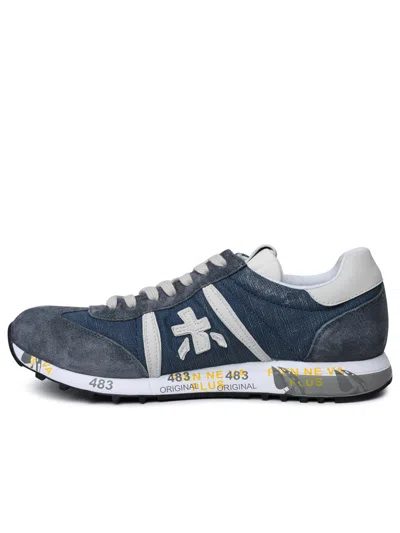 Shop Premiata 'lucy' Blue Leather And Fabric Sneakers