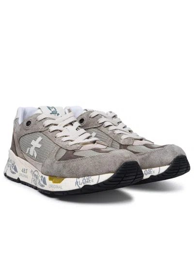 Shop Premiata 'mase' Sneakers In Leather And Grey Fabric