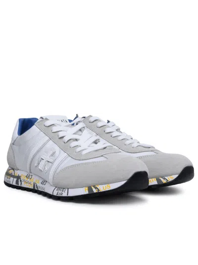 Shop Premiata Grey And White Suede Blend Lucyd Sneakers