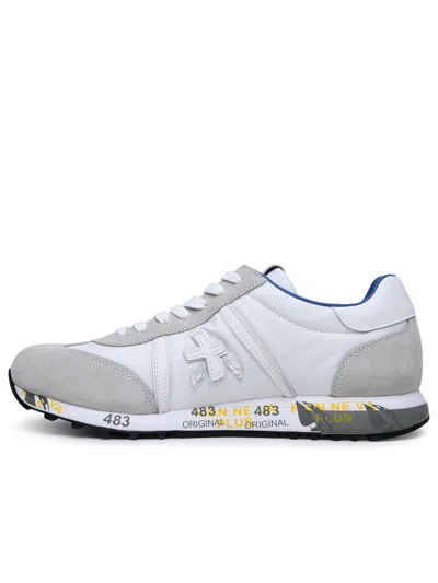 Shop Premiata Grey And White Suede Blend Lucyd Sneakers