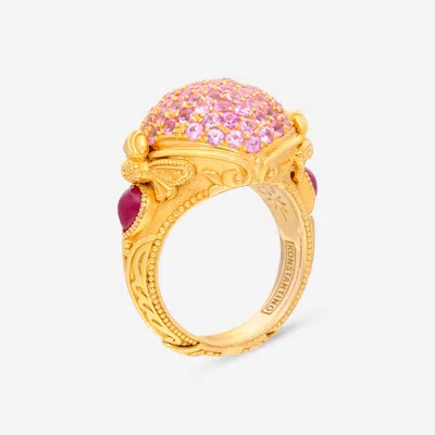 Shop Konstantino Melissa 18k Yellow Gold, Ruby And Sapphire Statement Ring Dmk01115-18kt-424 In Pink