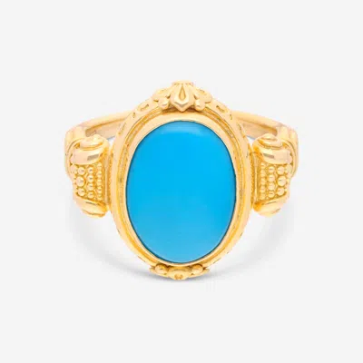 Shop Konstantino Limited 18k Yellow Gold And Turquoise Statement Dmk01123-18kt-137 In Blue